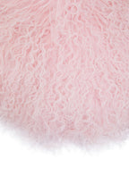 Bosie Real Fur Pink Round Cushion | Mongolian