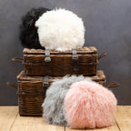 Bosie Real Fur Grey Round Cushion | Mongolian