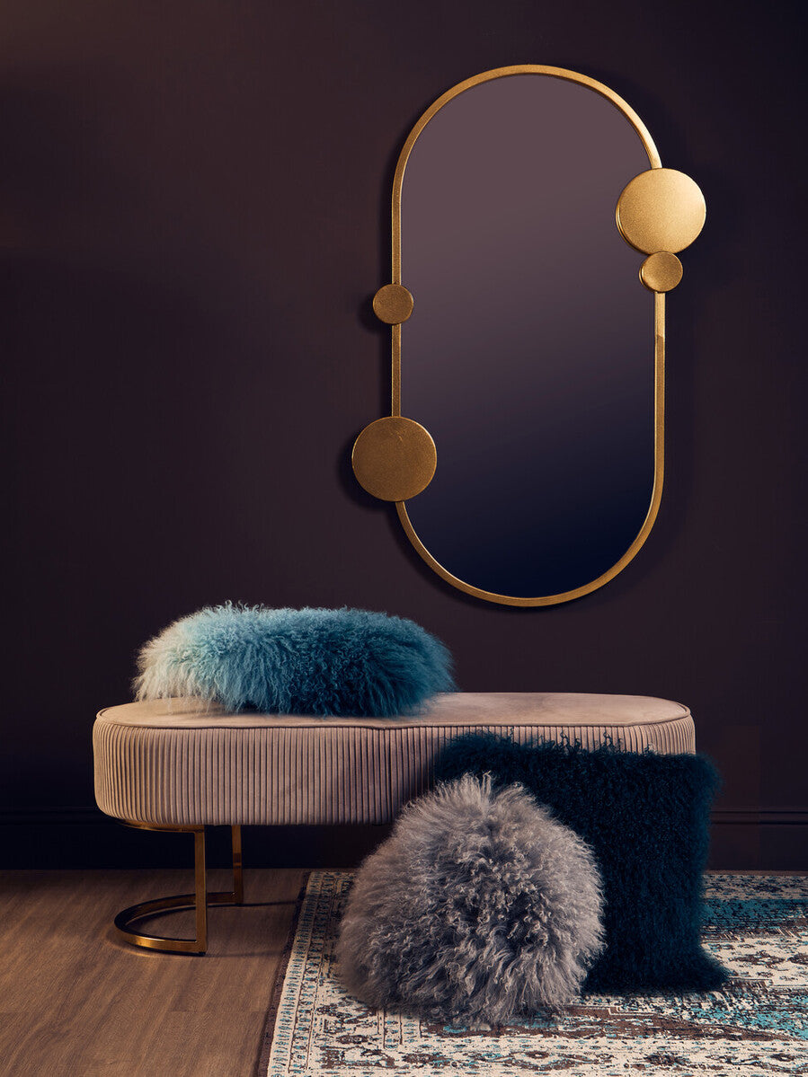 Bosie Real Fur Grey Round Cushion | Mongolian