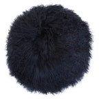Bosie Real Fur Black Round Cushion | Mongolian