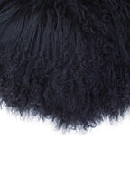 Bosie Real Fur Black Round Cushion | Mongolian