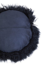 Bosie Real Fur Black Round Cushion | Mongolian