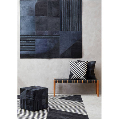 Bosie Black and White Hair on Leather Cushion | Safira