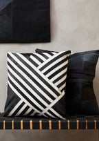 Bosie Black and White Hair on Leather Cushion | Safira