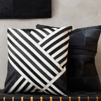 Bosie Black and White Hair on Leather Cushion | Safira