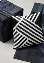 Bosie Black and White Hair on Leather Cushion | Safira