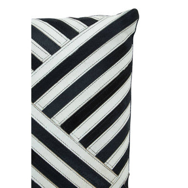 Bosie Black and White Hair on Leather Cushion | Safira