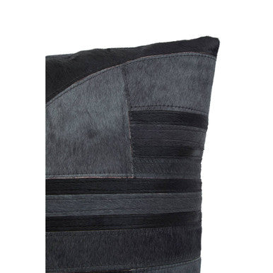 Bosie Black and Grey Hair on Leather Cushion | Safira