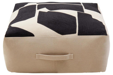 Natural and Black Square Floor Cushion | Bosie Ozella
