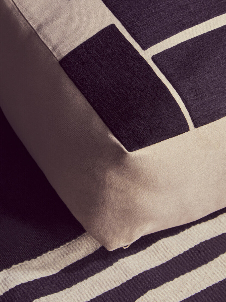 Natural and Black Square Floor Cushion | Bosie Ozella