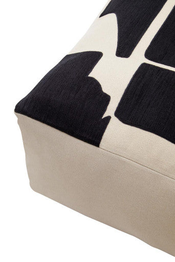 Natural and Black Square Floor Cushion | Bosie Ozella