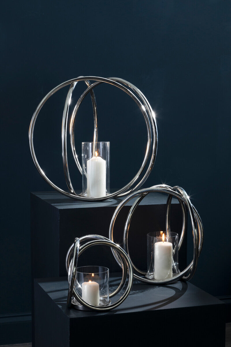 Large Silver Finish Candle Holder | Aura