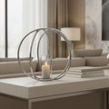 Large Silver Finish Candle Holder | Aura