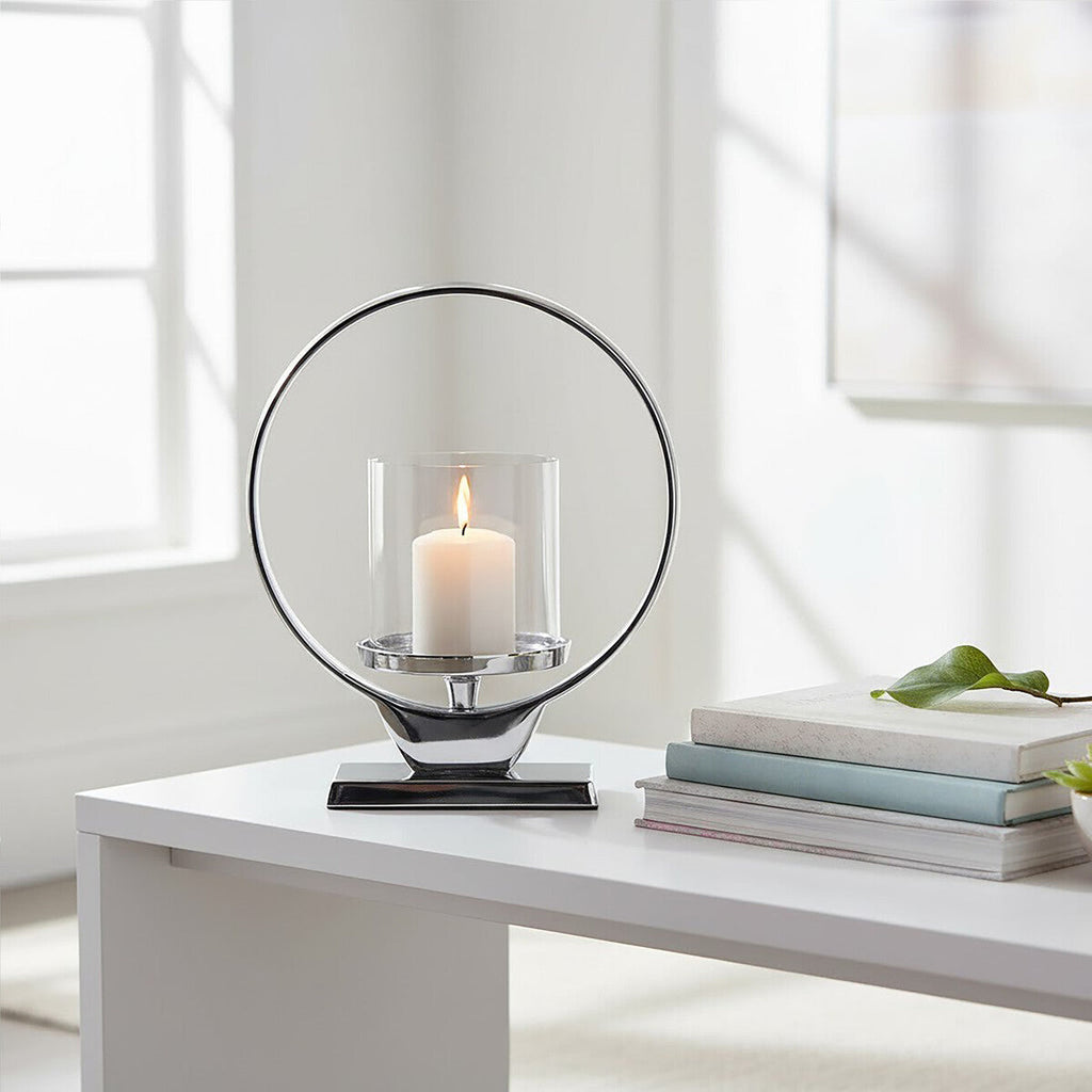 Small Silver Finish Candle Holder | Cirqua