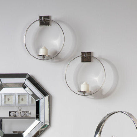 Silver Finish Wall Sconce Candle Holder | Cirqua