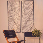 Small Black Metal Frame Leaf Design Wall Art | Trento