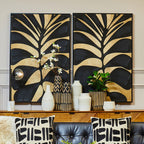 Canvas Black Leaf Design Wall Art | Astratto