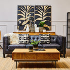 Canvas Black Leaf Design Wall Art | Astratto