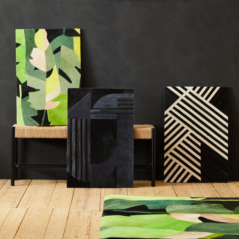 Botanical Hair on Leather Patchwork Wall Art | Safira