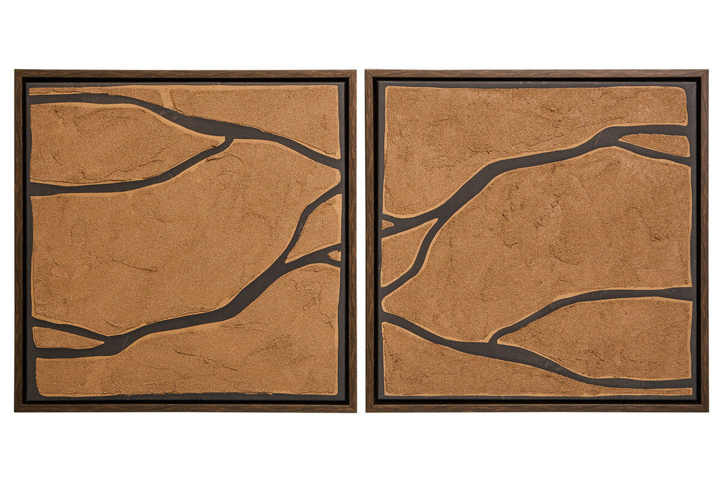 Set of 2 Brown and Black Textured Wall Art | Astratto
