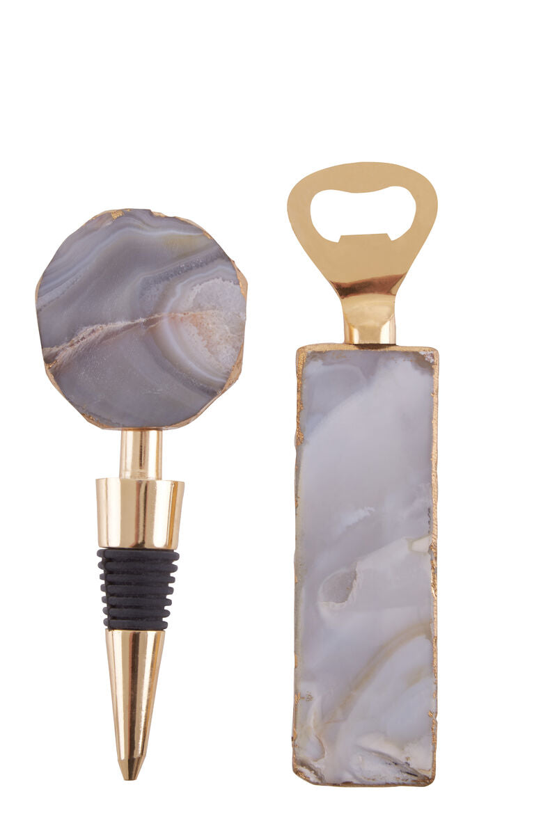 Natural Bottle Opener and Stopper Set | Bowerbird Agata
