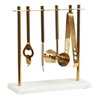 Marble and Gold Finish Bar Tool Stand | Omari