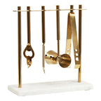 Marble and Gold Finish Bar Tool Stand | Omari