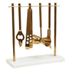 Marble and Gold Finish Bar Tool Stand | Omari