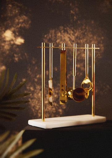 Marble and Gold Finish Bar Tool Stand | Omari