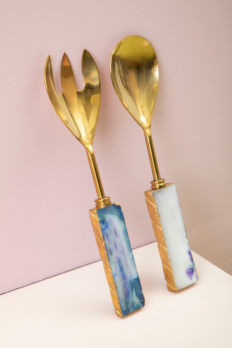 Blue Warm Metallic Serving Set | Bowerbird Agata