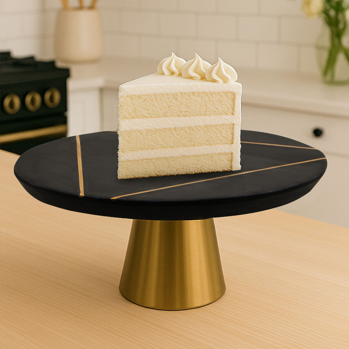 Black Slate and Gold Cake Stand | Omari
