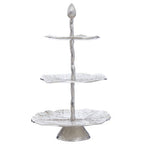 Three Tier Lotus Leaf Silver Cake Stand | Salma