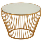 Gold Finish Tapered Design Round Side Table with Mirrored Top | Avantis