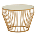 Gold Finish Tapered Design Round Side Table with Mirrored Top | Avantis