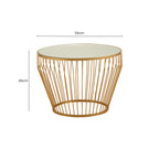 Gold Finish Tapered Design Round Side Table with Mirrored Top | Avantis