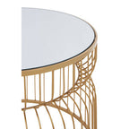 Round Gold Wireframe Side Table with Mirrored Top | Avantis