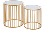 Set of 2 Mirror Top Round Side Tables with Gold Frame | Avantis