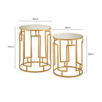 Set of 2 Gold Mirrored Top Round Side Tables with Gold Metal Frame | Avantis