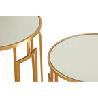 Set of 2 Gold Mirrored Top Round Side Tables with Gold Metal Frame | Avantis
