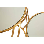 Set of 2 Gold Mirrored Glass Top Side Tables with Gold Metal Cross Design Frame | Avantis