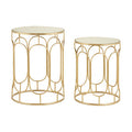 Set of 2 Mirrored Glass Top Nesting Side Tables with Gold Champagne Metal Frame | Avantis