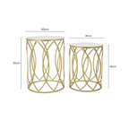Set of 2 Mirrored Glass Top and Gold Champagne Finish Metal Frame Side Tables | Avantis