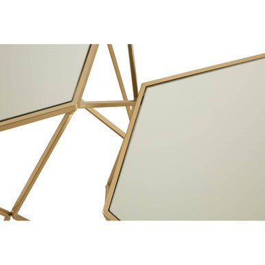 Set of 2 Gold Hexagonal Mirrored Top Side Tables with Gold Metal Frame | Avantis