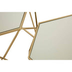 Set of 2 Gold Hexagonal Mirrored Top Side Tables with Gold Metal Frame | Avantis