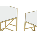 Set of 2 Gold Hexagonal Frame Side Tables with Mirrored Glass Top | Avantis