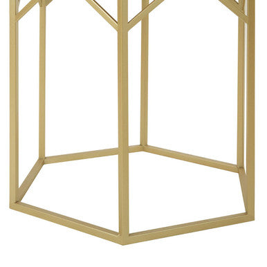 Set of 2 Gold Hexagonal Frame Side Tables with Mirrored Glass Top | Avantis