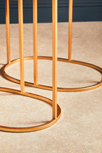Set of 2 Mirrored Glass Oval Top Side Tables with Gold Finish Metal Frame | Avantis