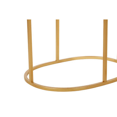 Set of 2 Mirrored Glass Oval Top Side Tables with Gold Finish Metal Frame | Avantis