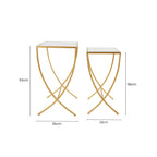 Set of 2 Mirrored Glass Top Rectangular Side Tables with Gold Metal Frame | Avantis