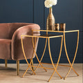 Set of 2 Mirrored Glass Top Rectangular Side Tables with Gold Metal Frame | Avantis
